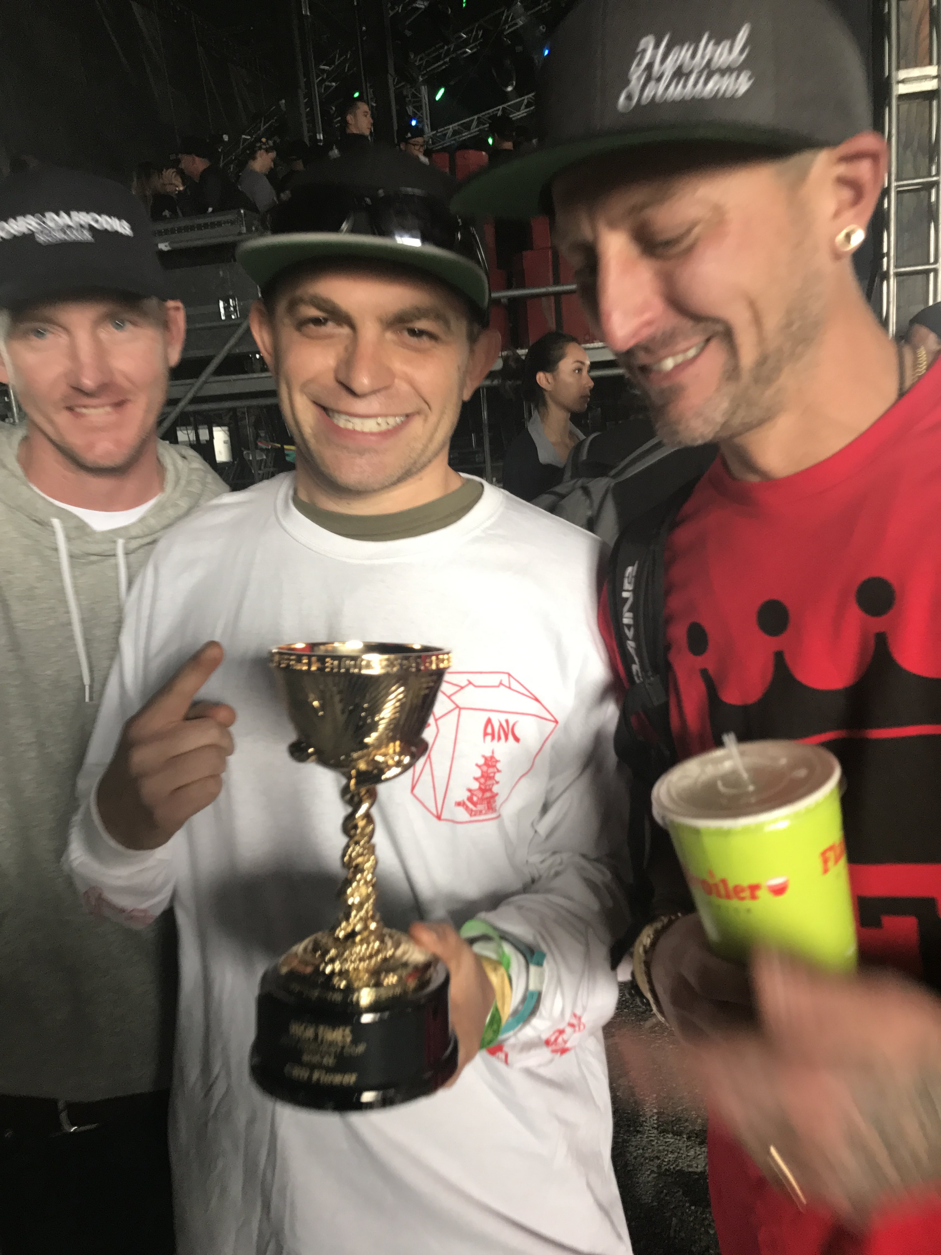 Nick Dave Adam With Cup In LA